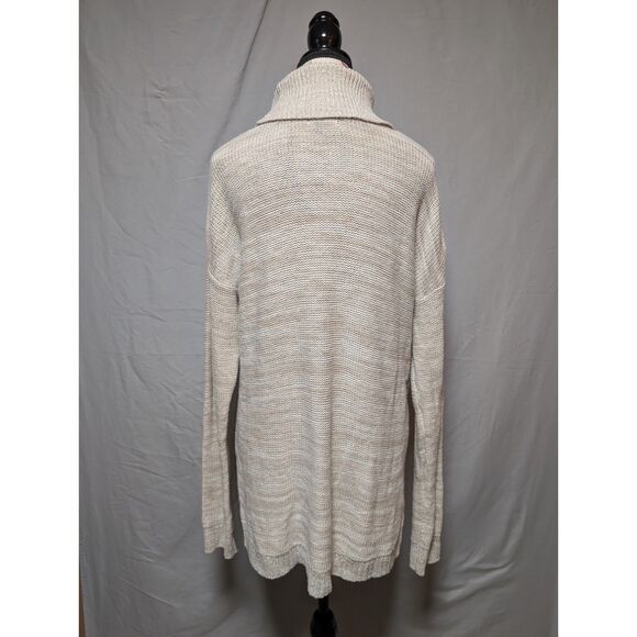 Old Navy Women's Beige White Cable Knit Turtleneck Sweater Chunky Size Large - Picture 4 of 8